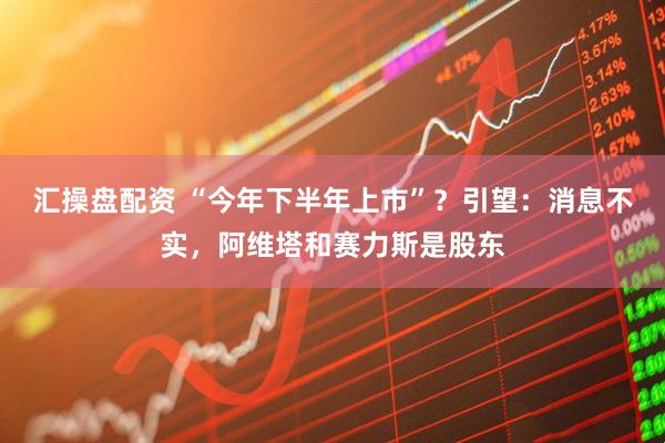 汇操盘配资 “今年下半年上市”？引望：消息不实，阿维塔和赛力斯是股东